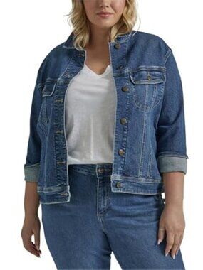 Womens Denim Jacket Stretch Cotton Classic Button Front Pockets Casual Fit